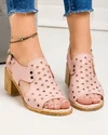 Sandale dama piele naturala roz perforate cu inchidere catarama PV973 4