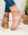 Sandale dama piele naturala roz perforate cu inchidere catarama PV973 5