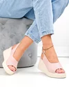 Sandale dama piele naturala roz perforate cu talpa tip platforma T6018 3