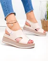 Sandale dama piele naturala roz pudra cu inchidere scai si model decupat JY5225 2