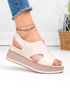 Sandale dama piele naturala roz pudra cu inchidere scai si model decupat JY5225 1