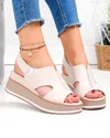 Sandale dama piele naturala roz pudra cu inchidere scai si model decupat JY5225 4