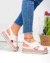 Sandale dama piele naturala roz pudra cu inchidere scai si model decupat JY5225 3