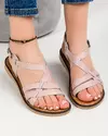 Sandale dama piele naturala roz pudra cu talpa joasa MS010 3