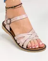 Sandale dama piele naturala roz pudra cu talpa joasa si inchidere catarama MS011 1