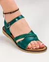 Sandale dama piele naturala verde inchis cu inchidere catarama MS009 3