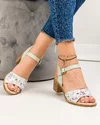 Sandale dama piele naturala verde menta cu imprimeu floral PV957 4