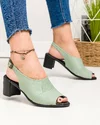 Sandale dama piele naturala verde menta cu toc gros PV958 1