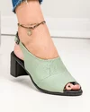 Sandale dama piele naturala verde menta cu toc gros PV958 2