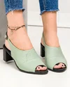 Sandale dama piele naturala verde menta cu toc gros PV958 3
