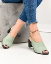Sandale dama piele naturala verde menta cu toc gros PV958 4