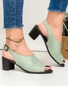 Sandale dama piele naturala verde menta cu toc gros PV958 5