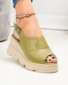 Sandale dama piele naturala verde-olive cu inchidere catarama AKD   4000 2