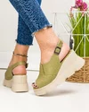 Sandale dama piele naturala verde-olive cu inchidere catarama AKD   4000 5