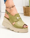 Sandale dama piele naturala verde-olive cu inchidere scai AKD   3000 3