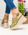 Sandale dama piele naturala verde-olive cu inchidere scai AKD   3000 5