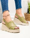 Sandale dama piele naturala verde-olive cu platforma AKD   2000 2