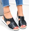 Sandale Negre Piele Naturala Cu Broderie Florale JY3010 3
