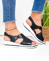 Sandale Negre Piele Naturala Cu Broderie Florale JY3010 2