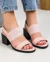 Sandale Piele Naturala Roz Pudra Cu Toc Si Bareta Elastica AK0165 4