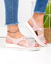 Sandale Roz Piele Naturala Cu Broderie Florala JY3010 2