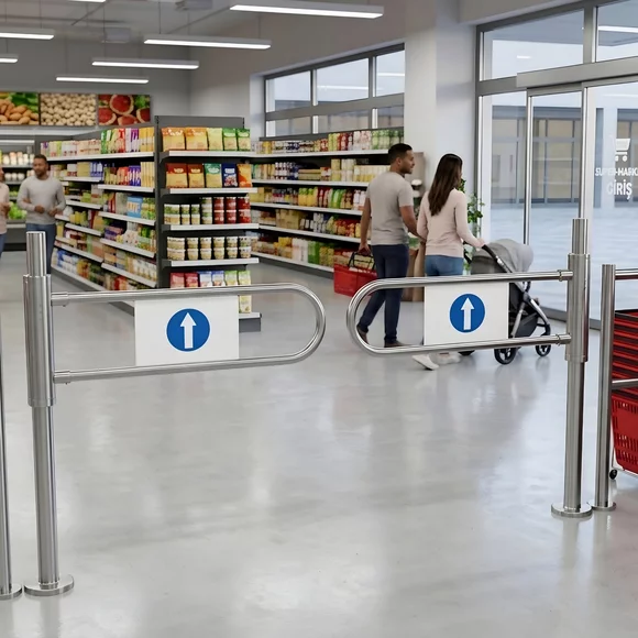 Sistem dublu poarta acces magazin – Sens unic, metalic, set complet stanga-dreapta picture - 3