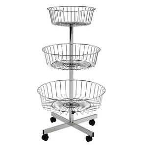 Stand promoțional rotund, cromat – 3 niveluri