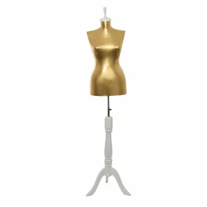 Bust dama 987 auriu cu picior tip trepied din lemn alb