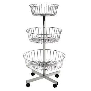 Stand promoțional rotund, cromat – 3 niveluri