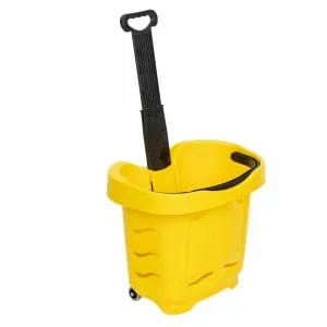 Cos de cumparaturi cu roti si maner 40 litri, Galben