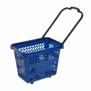 Cos de cumparaturi cu roti si maner 54 litri, Albastru