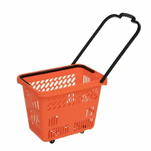 Cos de cumparaturi cu roti si maner 54 litri, Portocaliu