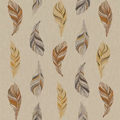 Canvas Linen Look Fabric - Feather Drawing
