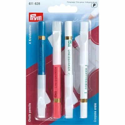 Chalk pencils and brush, assorted colours