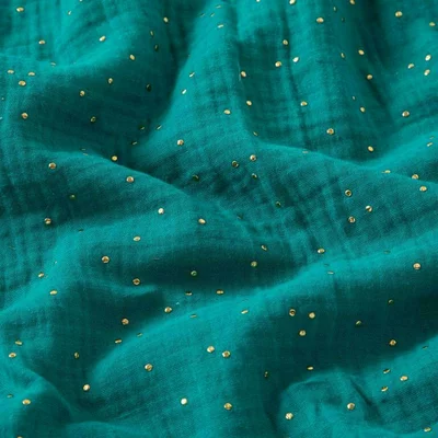 Golden Dots Mousseline - Glitz Emerald