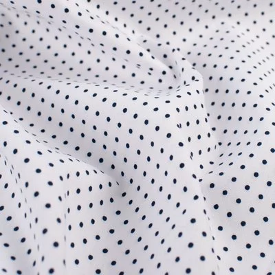 Printed Cotton - Petit Dot White  Navy