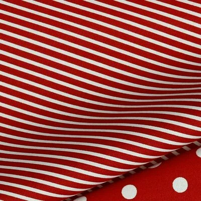 Printed Cotton poplin - Petit Stripe Red