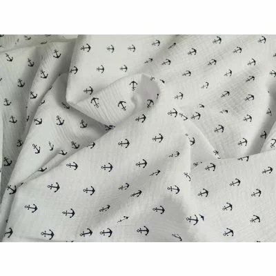 Printed Musselin - Anchors White