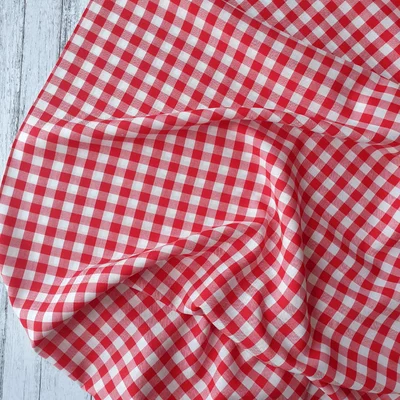 Printed viscose - Vichi Check Red - cupon 70cm