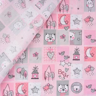 Bumbac imprimat - Sweet Animals Pink