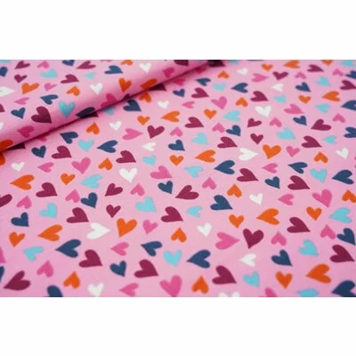 Jerse bumbac - Hearts Pink - cupon 1.15m