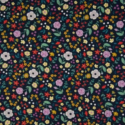Jerse Bumbac imprimat - Flowers Navy