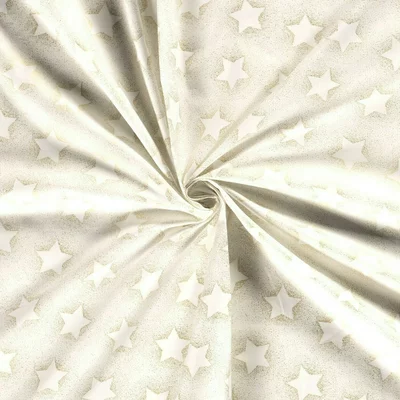 Material bumbac - Christmas Stars Ivory - cupon 50cm