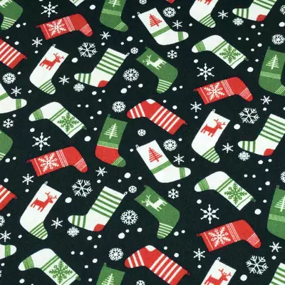 Material bumbac - Christmas Stockings Navy 16719/008