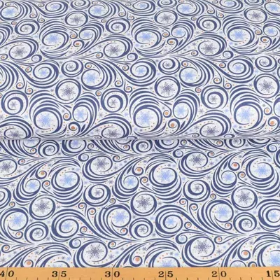 Material bumbac - Christmas Swirls Blue 16704/051