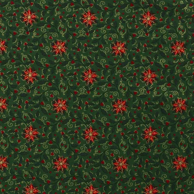 Material bumbac - Christmas Twigs Green