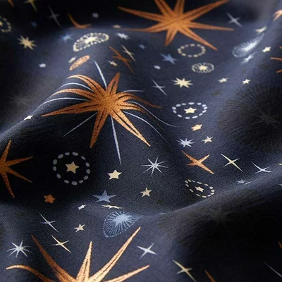 Material bumbac Craciun - Constellations Navy