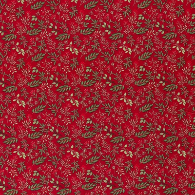 Material bumbac Craciun - Foliage Red
