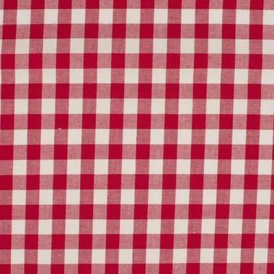 Material bumbac - Gingham Red 10mm - cupon 85cm