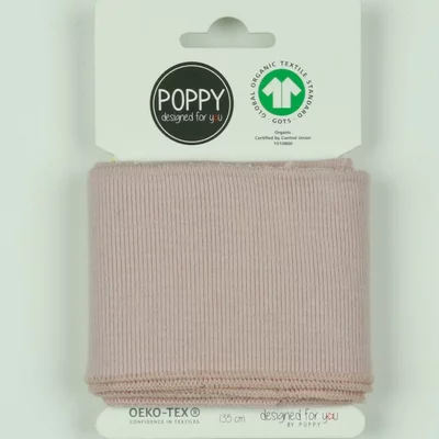 Material pentru mansete din bumbac organic 135 x 7cm - Blush